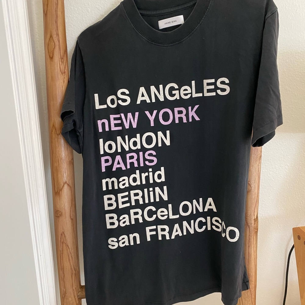 Anine Bing city love t-shirt size medium black